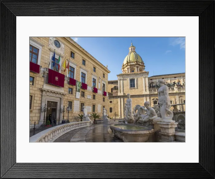 Framed Print : The Praetorian Fountain (Fontana Pretoria) and San Giuseppe dei Padri Teatini Church Framed Print : The Praetorian Fountain (Fontana Pretoria) and San Giuseppe dei Padri Teatini Church