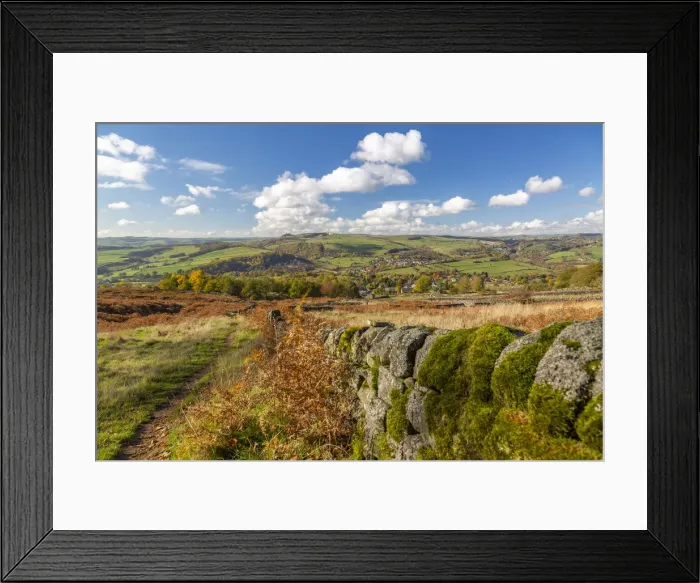 Framed Print : View of Calver from Curbar Edge during autumn, Derbyshire, Peak District National Park Framed Print : View of Calver from Curbar Edge during autumn, Derbyshire, Peak District National Park