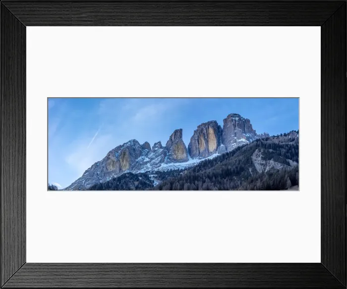 Framed Print : Panoramic view of Grohmannspitze Punta Grohmann at dusk in winter, Val di Fassa, Trentino Framed Print : Panoramic view of Grohmannspitze Punta Grohmann at dusk in winter, Val di Fassa, Trentino