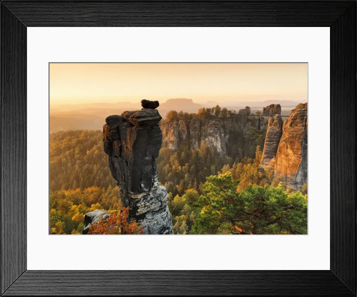 Framed Print : View from Wehlnadel Rock and Bastei Bridge, Elbsandstein Mountains, Saxony Switzerland Framed Print : View from Wehlnadel Rock and Bastei Bridge, Elbsandstein Mountains, Saxony Switzerland