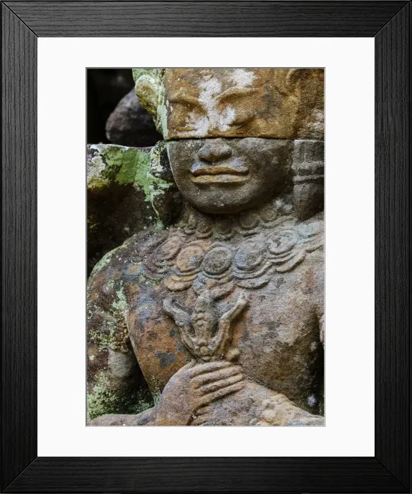 Framed Print : A carved dvarapala entrance guardian stone at the 12th century Preah Khan (Prah Khan) Framed Print : A carved dvarapala entrance guardian stone at the 12th century Preah Khan (Prah Khan)