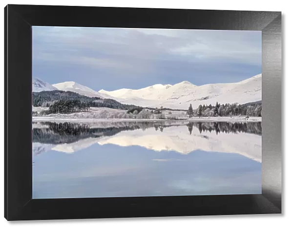 Snow, ice and a hoar frost around Loch Tulla in winter, Bridge of Orchy, Argyll