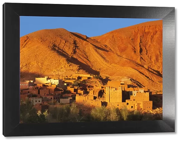 Kasbah at sunset, Ait Arbi, Dades Valley, Road of Kasbahs, Atlas Mountains, Southern