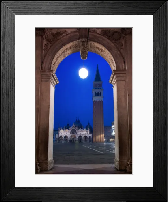 Framed Print : Campanile tower, Piazza San Marco (St. Marks Square) and Basilica di San Marco, at night Framed Print : Campanile tower, Piazza San Marco (St. Marks Square) and Basilica di San Marco, at night