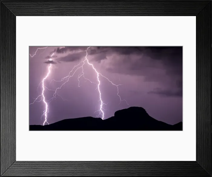 Framed Print : A panorama photo of lightning striking the slopes of Woolsey Peak during the 2012 Framed Print : A panorama photo of lightning striking the slopes of Woolsey Peak during the 2012