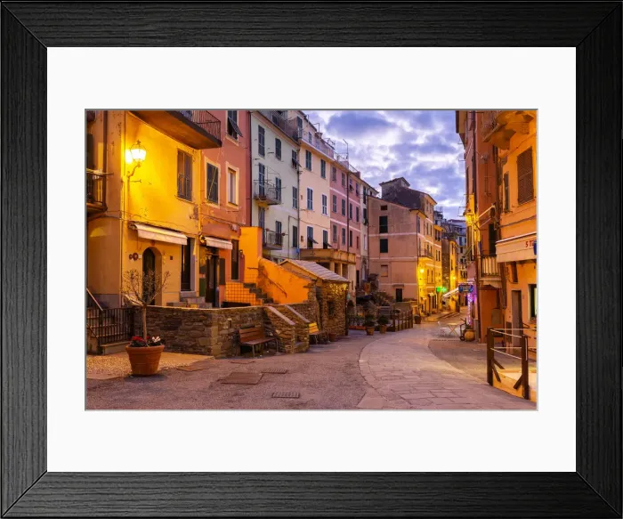 Framed Print : Main street of Vernazza at twilight, Cinque Terre, UNESCO World Heritage Site, Liguria Framed Print : Main street of Vernazza at twilight, Cinque Terre, UNESCO World Heritage Site, Liguria