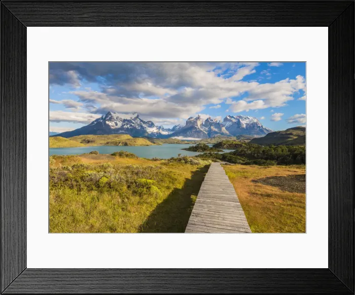 Framed Print : Boardwalks at Lake Pehoe, Torres Del Paine National Park, Patagonia, Chile, South America Framed Print : Boardwalks at Lake Pehoe, Torres Del Paine National Park, Patagonia, Chile, South America