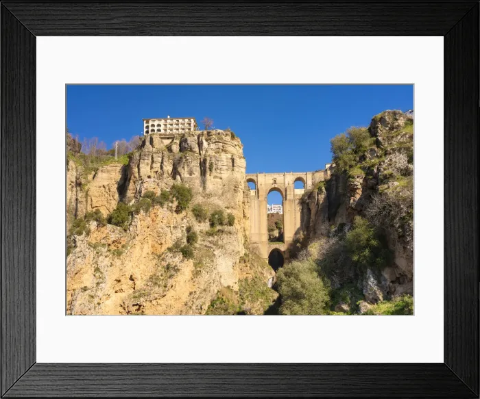 Framed Print : Puente Nuevo Ronda, El Tajo de Ronda in winter on a sunny day, Ronda, Andalucia, Spain Framed Print : Puente Nuevo Ronda, El Tajo de Ronda in winter on a sunny day, Ronda, Andalucia, Spain