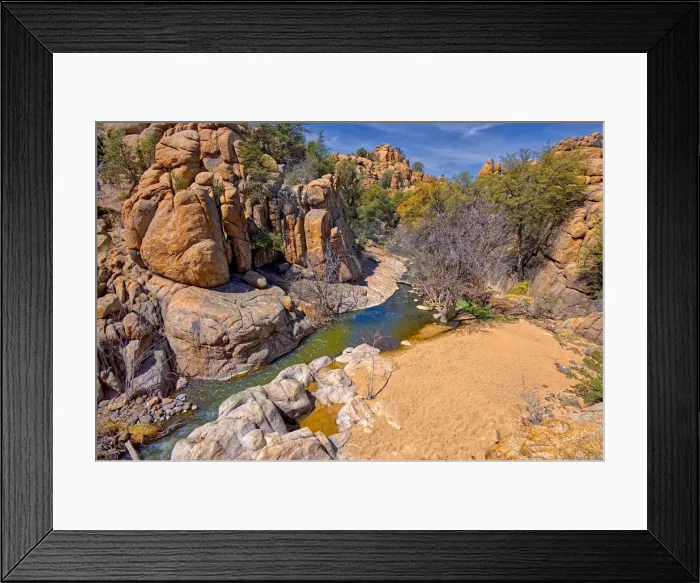Framed Print : High angle view of Boulder Creek, the Watson Lake Loop Trail crosses this creek, Prescott Framed Print : High angle view of Boulder Creek, the Watson Lake Loop Trail crosses this creek, Prescott
