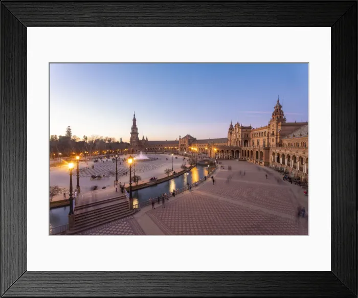 Framed Print : Plaza de Espana in Parque de Maria Luisa at sunset, Seville, Andalucia, Spain, Europe Framed Print : Plaza de Espana in Parque de Maria Luisa at sunset, Seville, Andalucia, Spain, Europe
