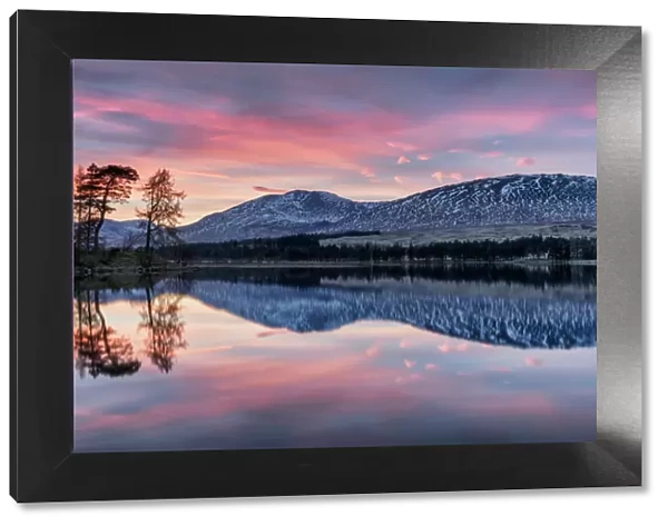Winter sunset over The Black Mount and Loch Tulla, Argyll and Bute, Scotland, United