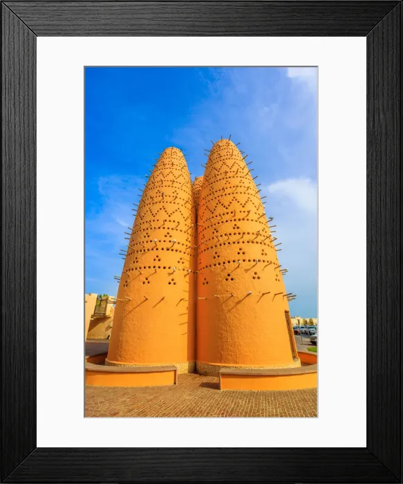 Framed Print : Pigeon towers and blue sky near Mosque in Katara, a cultural village (Valley of Cultures) Framed Print : Pigeon towers and blue sky near Mosque in Katara, a cultural village (Valley of Cultures)