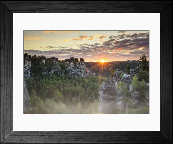 Framed Print : Bastei Rocks at sunrise, Elbsandstein Mountains, Saxony Switzerland National Park Framed Print : Bastei Rocks at sunrise, Elbsandstein Mountains, Saxony Switzerland National Park