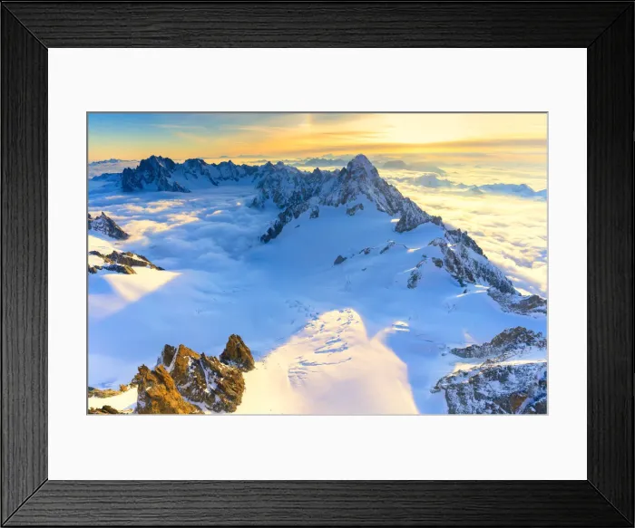 Framed Print : Aerial view of the Grand Jorasses at sunrise, Mont Blanc massif, Courmayeur, Aosta Valley Framed Print : Aerial view of the Grand Jorasses at sunrise, Mont Blanc massif, Courmayeur, Aosta Valley