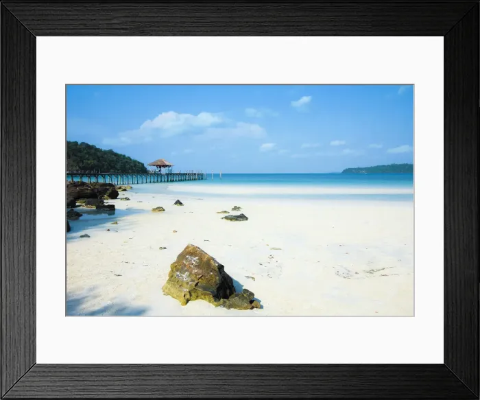 Framed Print : Beautiful white sand beach on this popular holiday island, Koh Rong Sanloem Island Framed Print : Beautiful white sand beach on this popular holiday island, Koh Rong Sanloem Island