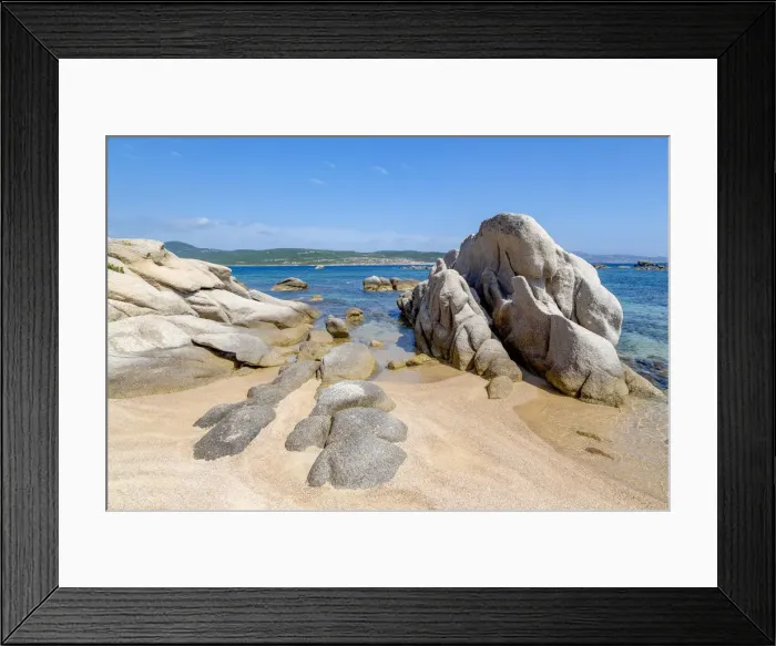 Framed Print : Beautiful eroded rocks at Plage de San Giovanni, Corsica, France, Mediterranean, Europe Framed Print : Beautiful eroded rocks at Plage de San Giovanni, Corsica, France, Mediterranean, Europe