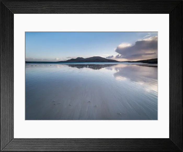Framed Print : Bagh a Deas (South Beach), with the uninhabited island of Sandray in the distance Framed Print : Bagh a Deas (South Beach), with the uninhabited island of Sandray in the distance