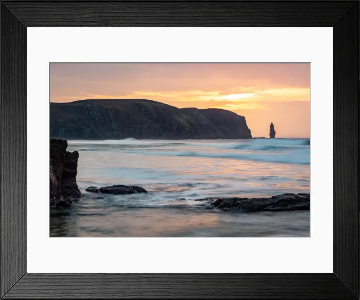 Framed Print : Am Buachaille sea stack at sunset, Sandwood Bay, Scotland, United Kingdom, Europe Framed Print : Am Buachaille sea stack at sunset, Sandwood Bay, Scotland, United Kingdom, Europe