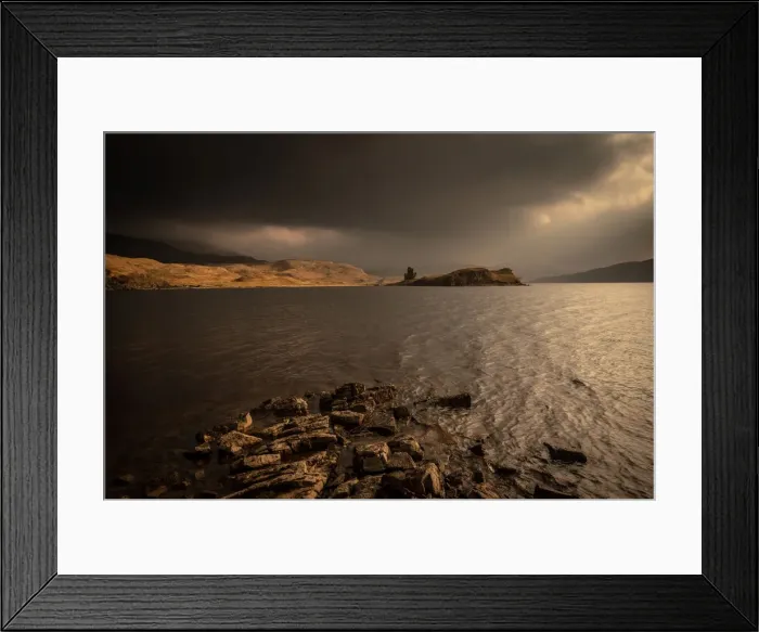 Framed Print : Winter sun lights Ardvreck Castle, Loch Assynt, Scotland, United Kingdom, Europe Framed Print : Winter sun lights Ardvreck Castle, Loch Assynt, Scotland, United Kingdom, Europe