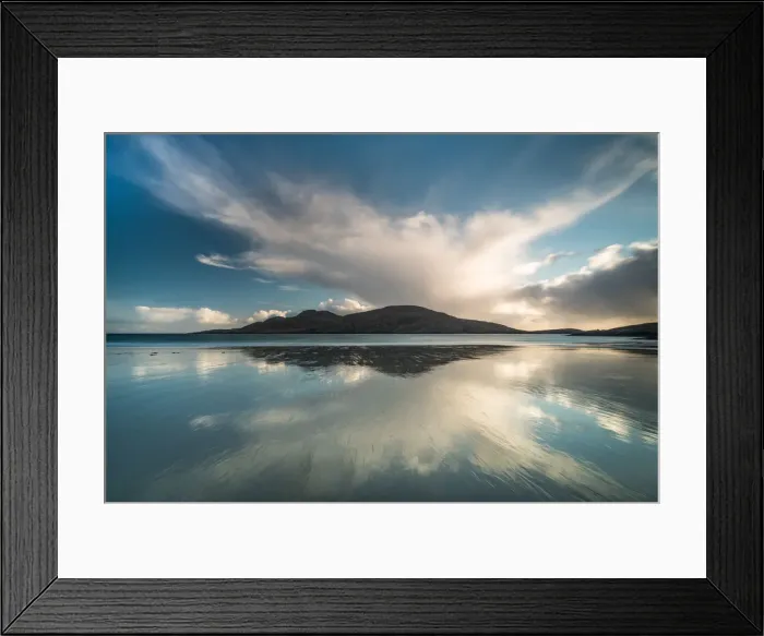 Framed Print : Bagh a Deas (South Beach), with the uninhabited island of Sandray in the distance Framed Print : Bagh a Deas (South Beach), with the uninhabited island of Sandray in the distance
