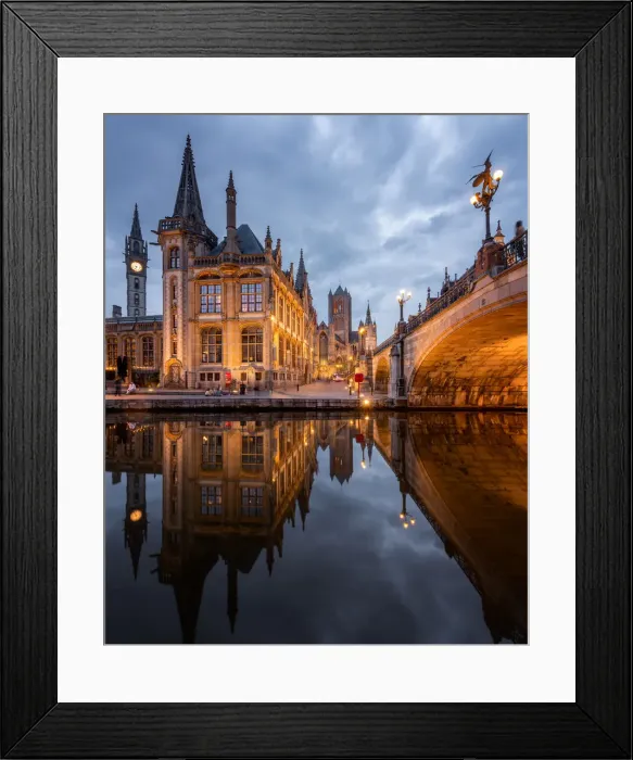 Framed Print : Old Post Office and St. Nicholas Church from the side of Michielsbrug (St Framed Print : Old Post Office and St. Nicholas Church from the side of Michielsbrug (St