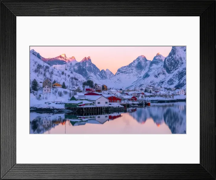 Framed Print : Reine fishing village in winter, Reinefjord, Moskenesoya, Lofoten Islands, Arctic Framed Print : Reine fishing village in winter, Reinefjord, Moskenesoya, Lofoten Islands, Arctic