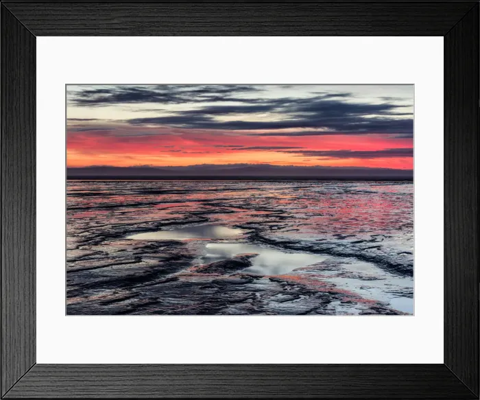 Framed Print : Brean Beach at sunset, mud and the Bristol Channel, Somerset, England, United Kingdom Framed Print : Brean Beach at sunset, mud and the Bristol Channel, Somerset, England, United Kingdom
