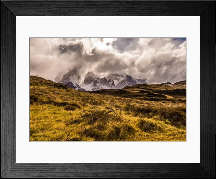 Framed Print : Beautiful scenery in Torres del Paine National Park, Patagonia, Chile, South America Framed Print : Beautiful scenery in Torres del Paine National Park, Patagonia, Chile, South America