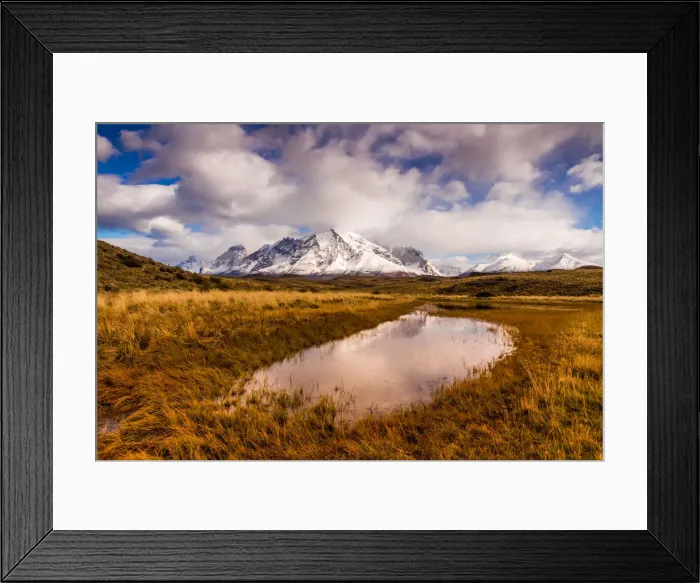 Framed Print : Beautiful scenery in Torres del Paine National Park, Patagonia, Chile, South America Framed Print : Beautiful scenery in Torres del Paine National Park, Patagonia, Chile, South America