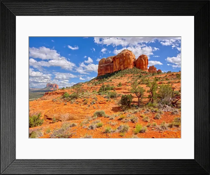Framed Print : View of Cathedral Rock and Courthouse Butte in Sedona from the northwest slope of Framed Print : View of Cathedral Rock and Courthouse Butte in Sedona from the northwest slope of