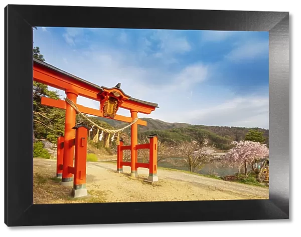 Torii gate of a Shinto shrine, Matsumoto, Nagano Prefecture, Honshu, Japan, Asia