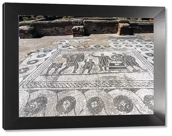 Mosaic, Aula dei misuratori del grano (grain meter room), Ostia Antica archaeological