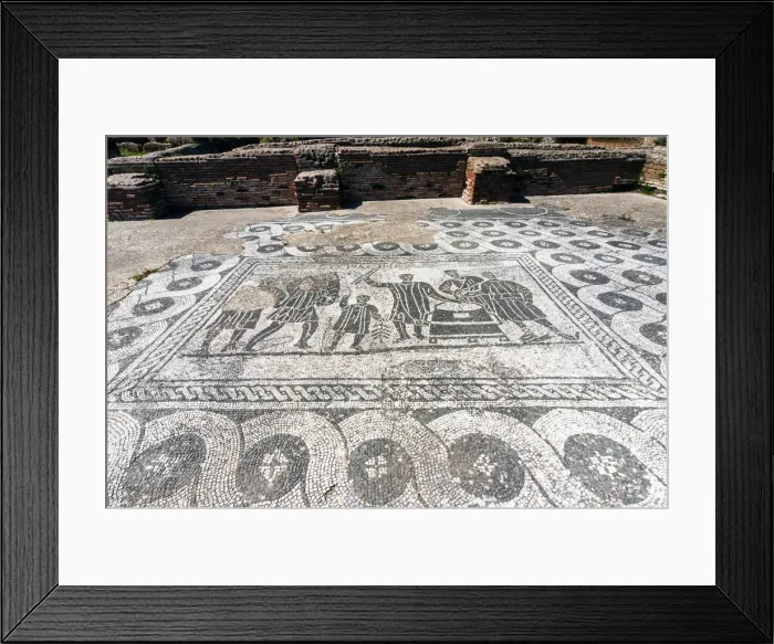 Framed Print : Mosaic, Aula dei misuratori del grano (grain meter room), Ostia Antica archaeological Framed Print : Mosaic, Aula dei misuratori del grano (grain meter room), Ostia Antica archaeological