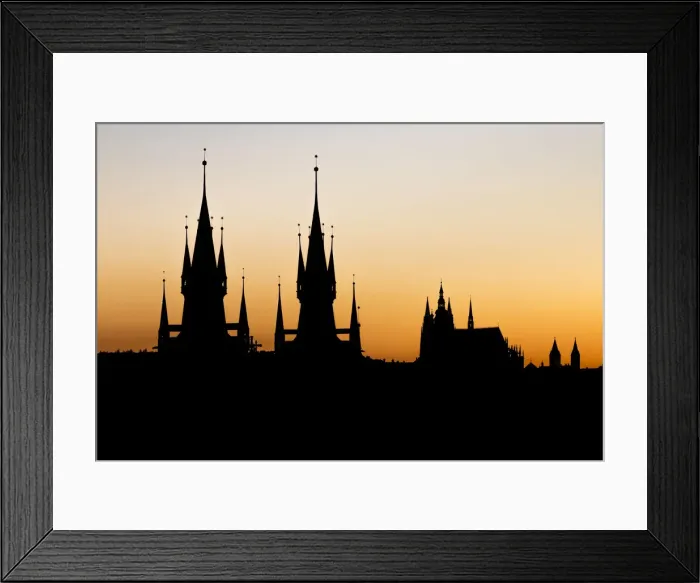 Framed Print : Silhouettes of Our Lady before Tyn Church and St Framed Print : Silhouettes of Our Lady before Tyn Church and St