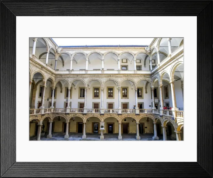 Framed Print : Courtyard of the Palazzo dei Normanni (Palace of the Normans) (Royal Palace), Palermo Framed Print : Courtyard of the Palazzo dei Normanni (Palace of the Normans) (Royal Palace), Palermo