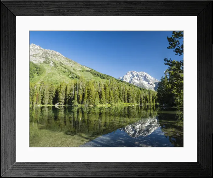 Framed Print : Snow-capped mountains reflected in the calm waters of String Lake, Grand Teton National Framed Print : Snow-capped mountains reflected in the calm waters of String Lake, Grand Teton National
