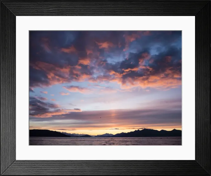 Framed Print : Sunset in Glacier Bay National Park and Preserve, Southeast Alaska, United States Framed Print : Sunset in Glacier Bay National Park and Preserve, Southeast Alaska, United States