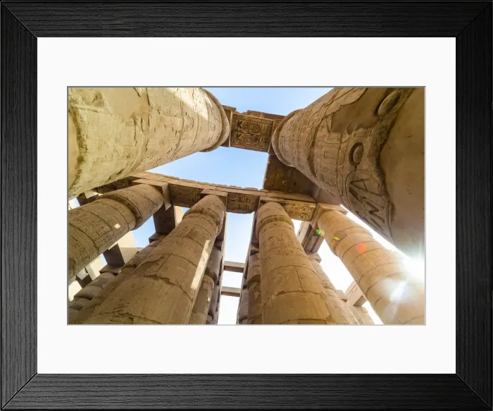 Framed Print : Pillars decorated with Hieroglyphics in the Great Hypostyle Hall at Karnak Temple Framed Print : Pillars decorated with Hieroglyphics in the Great Hypostyle Hall at Karnak Temple