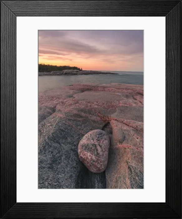 Framed Print : Rocky coastline at sunset, Lackies Head and Green Cove, Cape Breton National Park