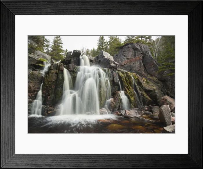 Framed Print : Black Brook Cove Beach Waterfall, Cape Breton Island, Nova Scotia, Canada, North America