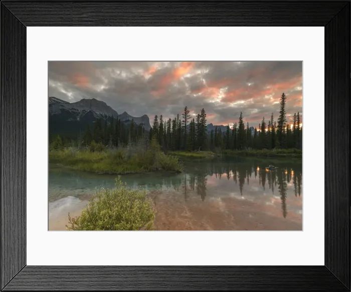 Framed Print : Sunset over Ha Ling Peak and Mount Rundle at Policemans Creek, Canmore, Alberta Framed Print : Sunset over Ha Ling Peak and Mount Rundle at Policemans Creek, Canmore, Alberta