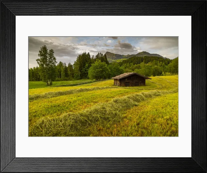 Framed Print : View of traditional log cabin at Schwarzsee near Kitzbuhel, Tyrol, Austria, Europe Framed Print : View of traditional log cabin at Schwarzsee near Kitzbuhel, Tyrol, Austria, Europe