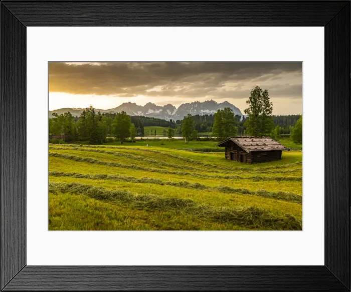 Framed Print : View of the Wilder Kaiser Mountain Range from Schwarzsee near Kitzbuhel, Tyrol, Austria Framed Print : View of the Wilder Kaiser Mountain Range from Schwarzsee near Kitzbuhel, Tyrol, Austria