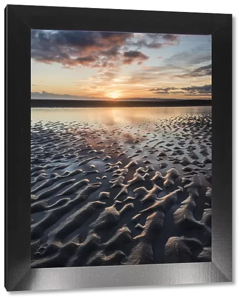 Sunset, Camber Sands, East Sussex, England, United Kingdom, Europe