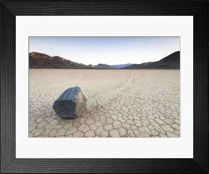 Framed Print : Moving boulders at Racetrack Playa in Death Valley National Park, California, United Framed Print : Moving boulders at Racetrack Playa in Death Valley National Park, California, United