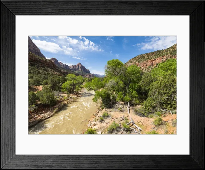 Framed Print : View of the Watchman down the Virgin River, Zion National Park, Utah, United States Framed Print : View of the Watchman down the Virgin River, Zion National Park, Utah, United States