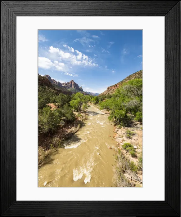 Framed Print : View of the Watchman down the Virgin River, Zion National Park, Utah, United States Framed Print : View of the Watchman down the Virgin River, Zion National Park, Utah, United States
