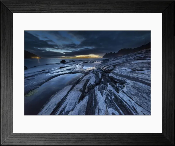 Framed Print : Rock formations and reflection, at dusk, Tungeneset, Senja, Norway, Scandinavia, Europe Framed Print : Rock formations and reflection, at dusk, Tungeneset, Senja, Norway, Scandinavia, Europe