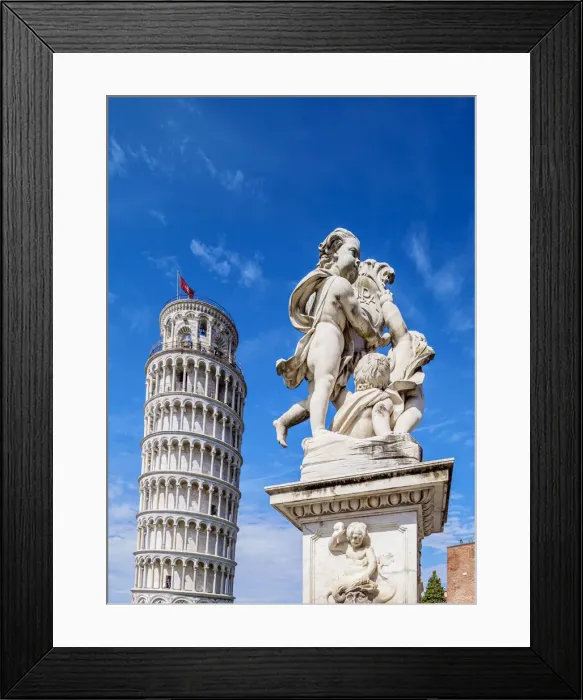 Framed Print : Putti Fountain and Leaning Tower, Piazza dei Miracoli, UNESCO World Heritage Site Framed Print : Putti Fountain and Leaning Tower, Piazza dei Miracoli, UNESCO World Heritage Site