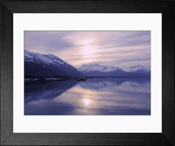 Framed Print : Sunrise, Valdez, Prince William Sound, Alaska, United States of America, North America Framed Print : Sunrise, Valdez, Prince William Sound, Alaska, United States of America, North America